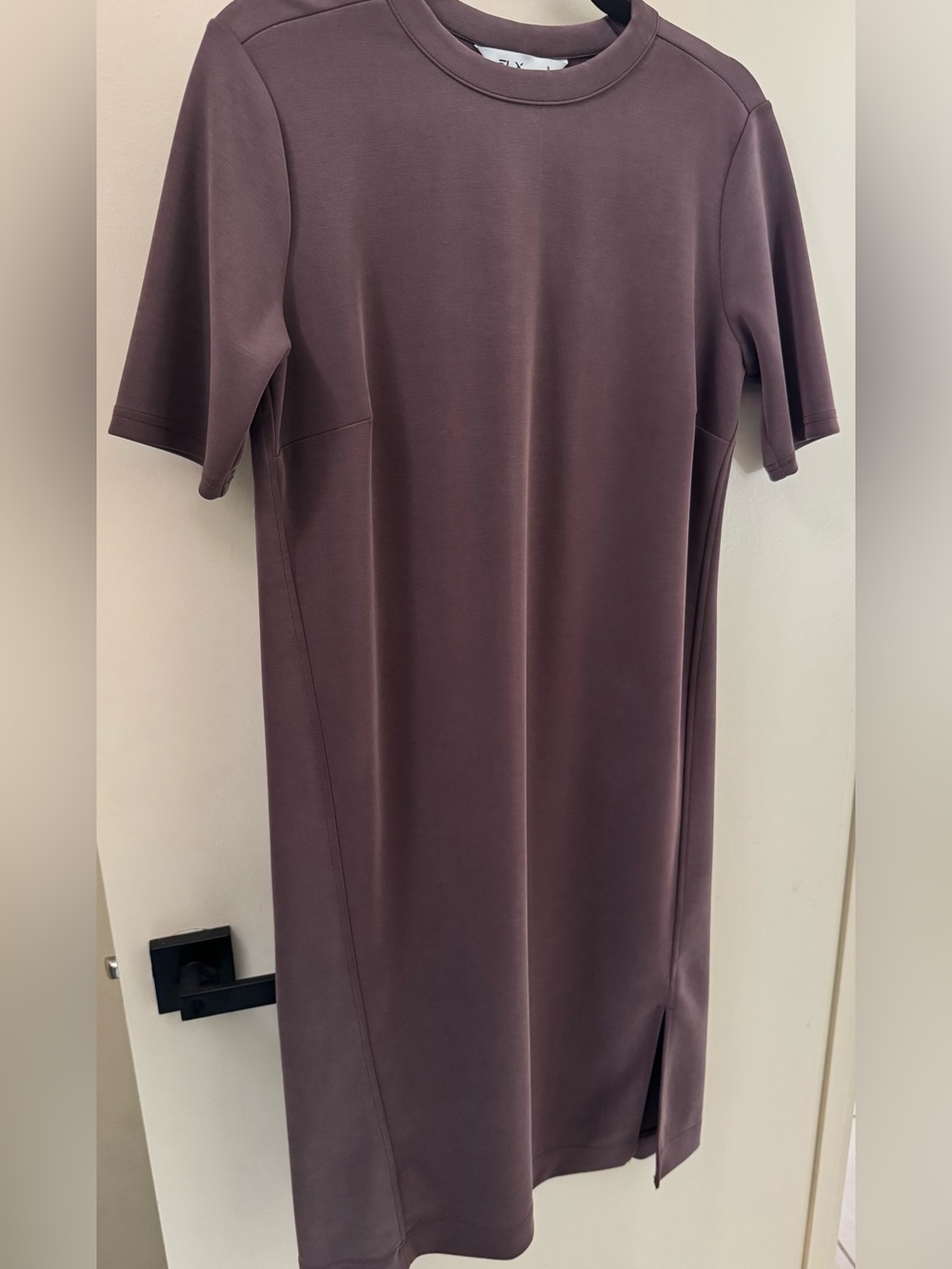 Knit Short Sleeve Athletic Dress Soft Fabric Chocolate Brown Size Small